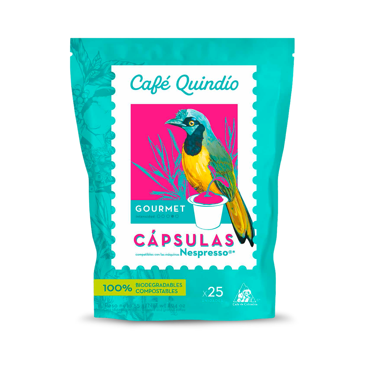 Gourmet Coffee Pods - Cafe Quindio - Biodegradable - 100% Colombian Arabiga